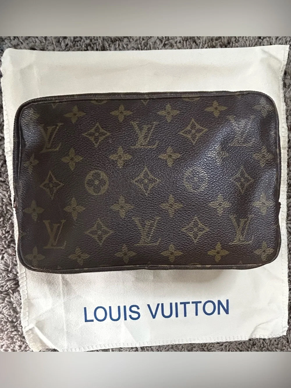 Louis Vuitton Brown Monogram Toiletry Bag- Vintage AUTHENTIC - Picture 1 of 14